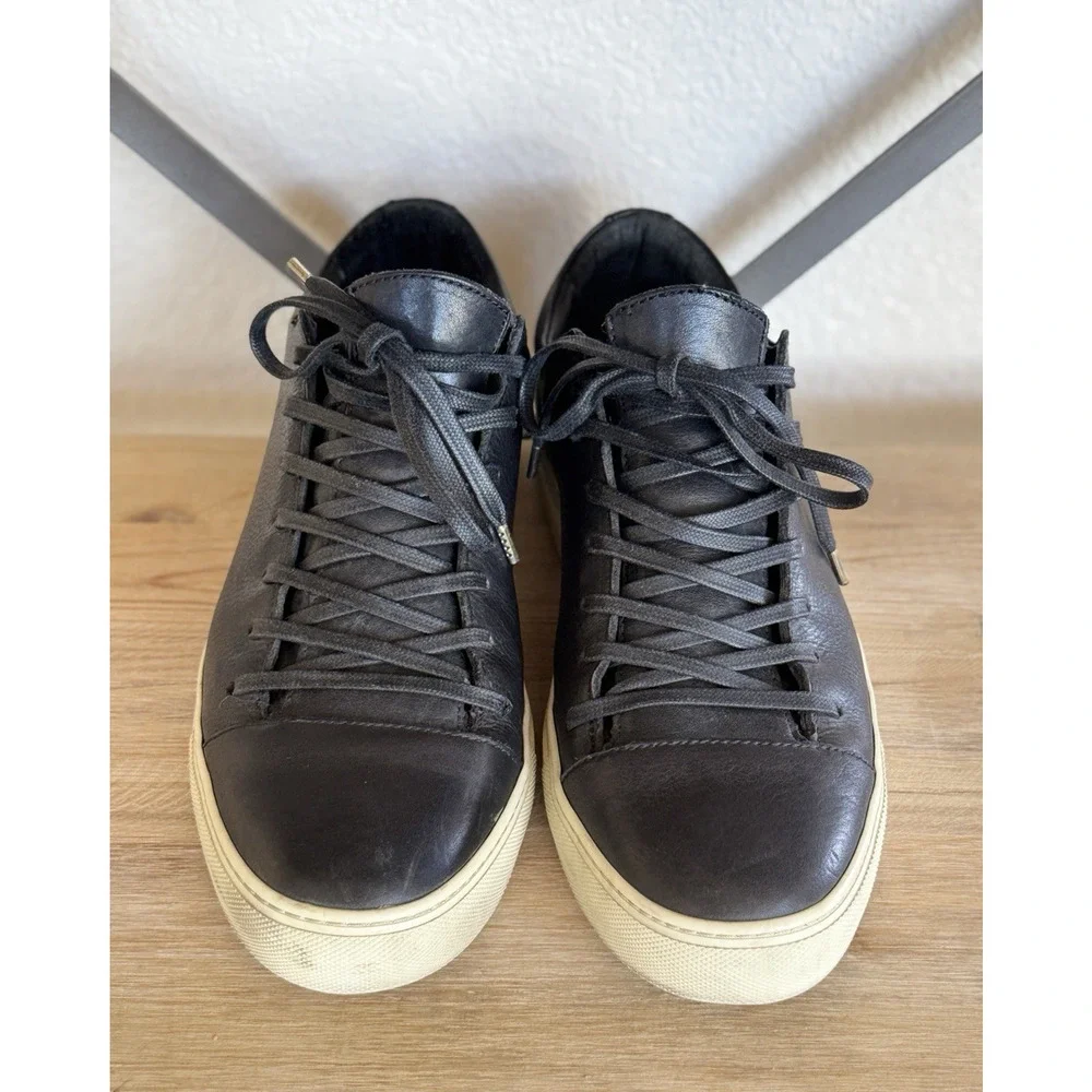 John Varvatos 315 Reed Low Top Sneakers 10 Black Leather Luxe Minimalist F2754T1
